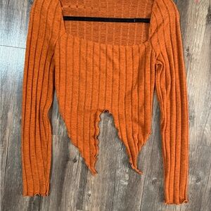 SHEIN Orange Ribbed Blouse
